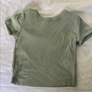 Women’s Cropped Green Ribbed T-Shirt